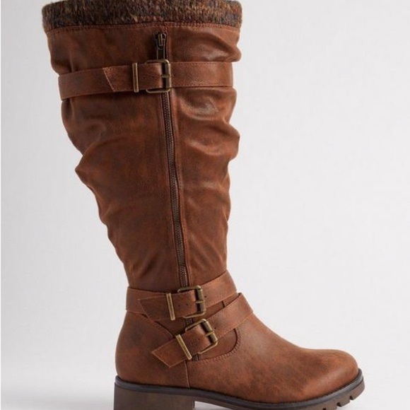 Torrid Brown Buckle Sweater Knee Boot (WW) - Picture 2 of 9